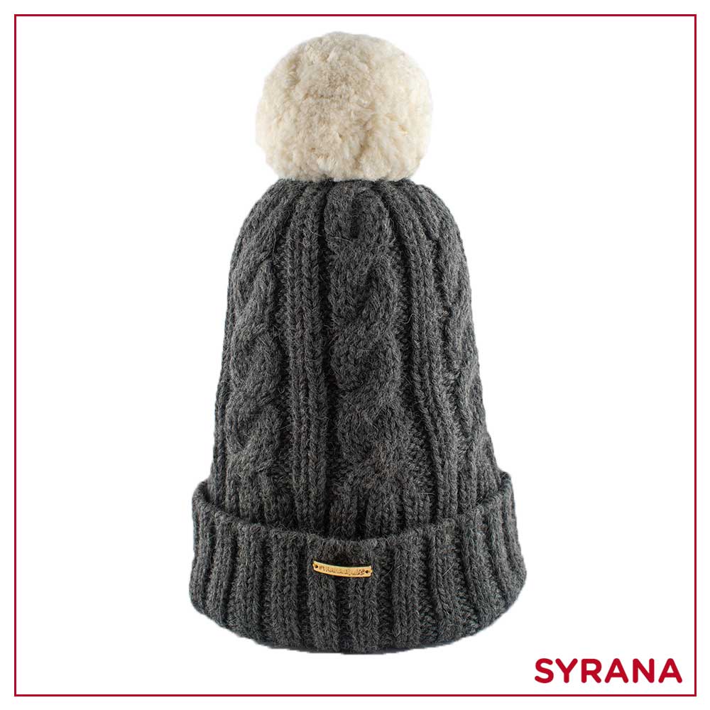 Baby Alpaca Fiber Hand-Knit Pom Pom Hat